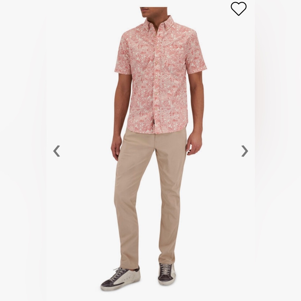 FAHERTY BRAND Men’s Playa Coral Tile Print Short Sleeve Sport Shirt Size Small